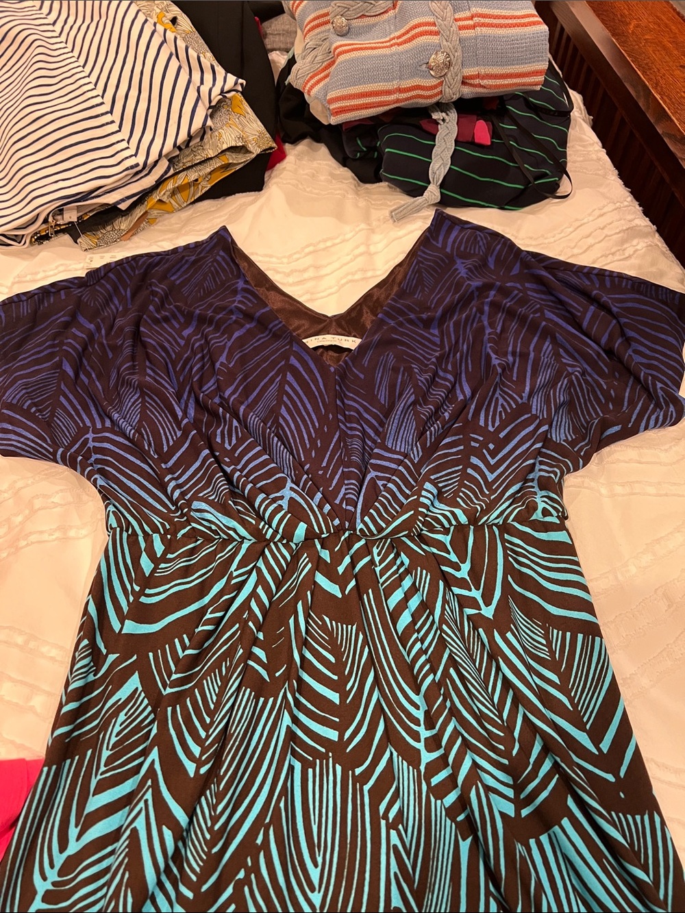 Trina Turk Blue and Turquoise Patterned Maxi Dress